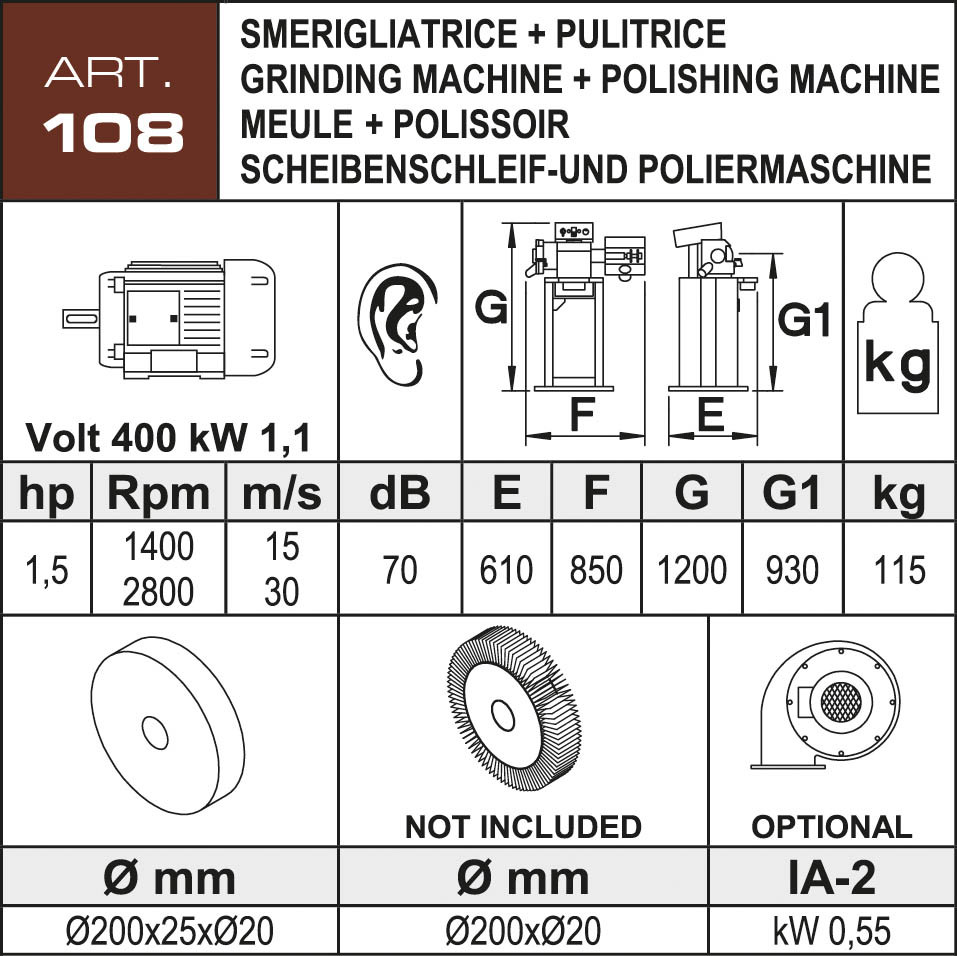 Aceti Scheibenschleif- und Poliermaschine ART 108