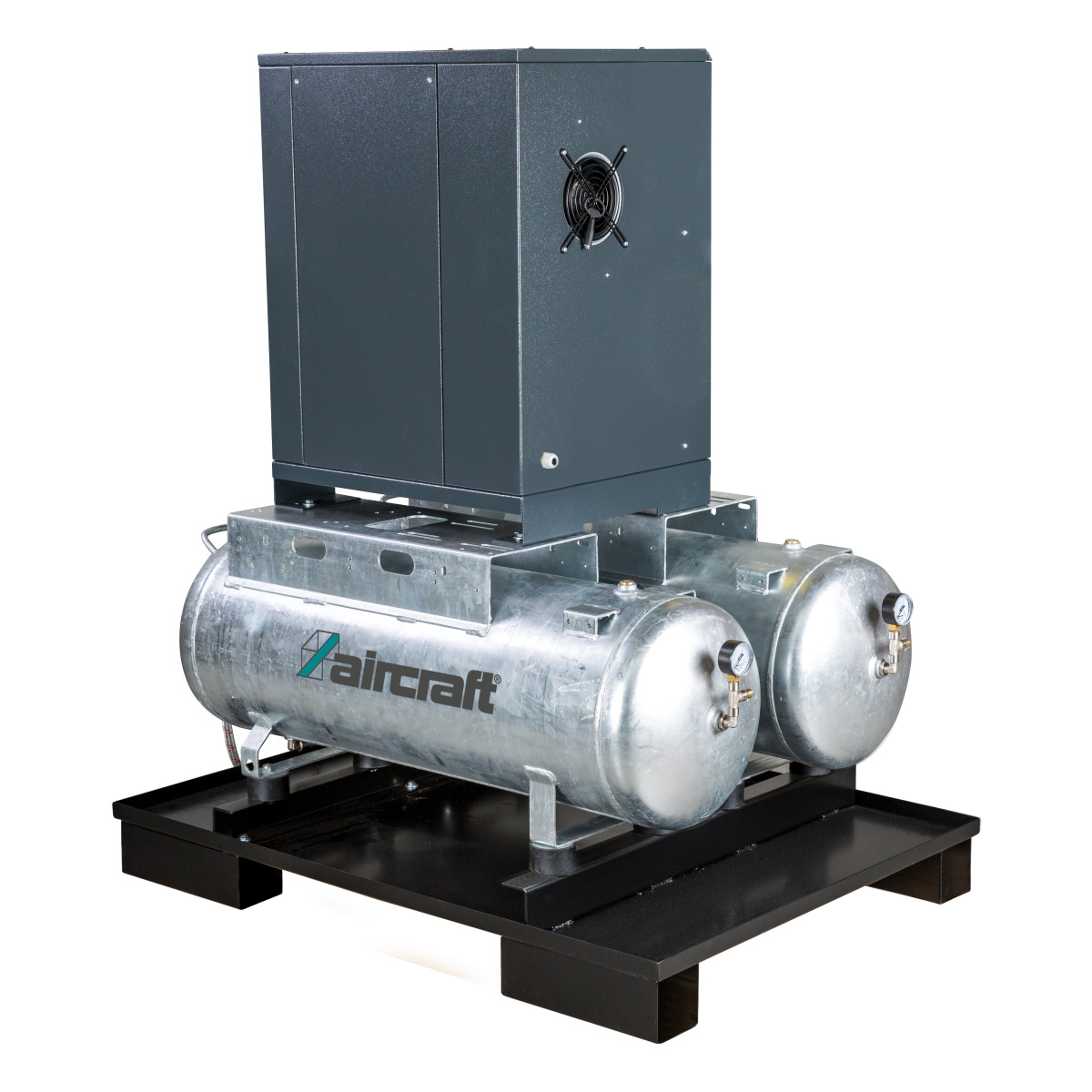 Aircraft A-DUO-MICRO SE 4.0-10 2x100 Schraubenkompressor mit Rippenbandriemenantrieb auf 2 x 100 l Behälter 2091624