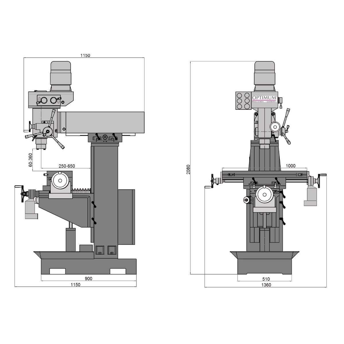 Optimum OPTImill MT 50 E Universelle Bohr-Fräsmaschine 3336010