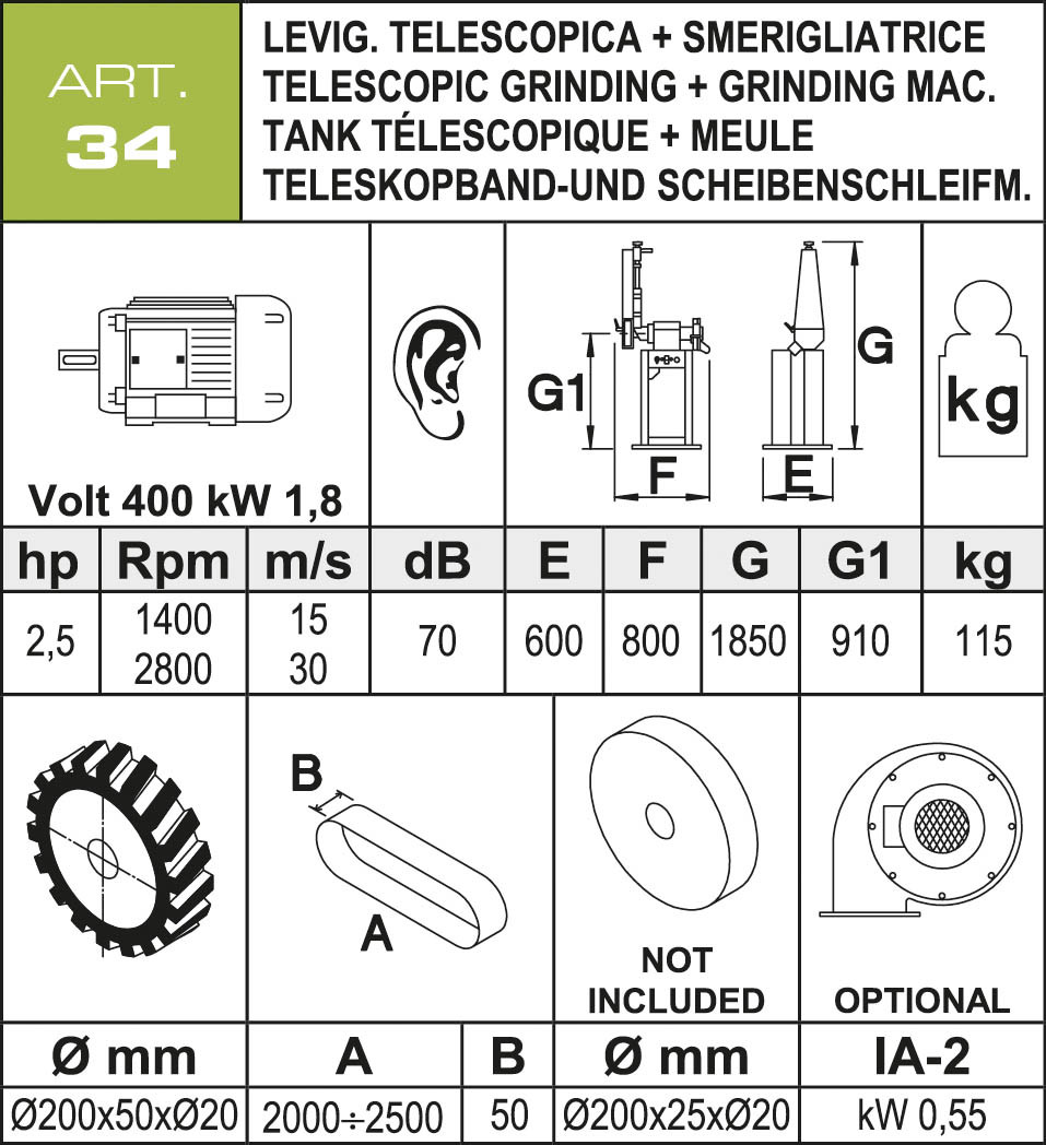 Aceti Kontaktband- und Scheibenschleifmaschine ART 34