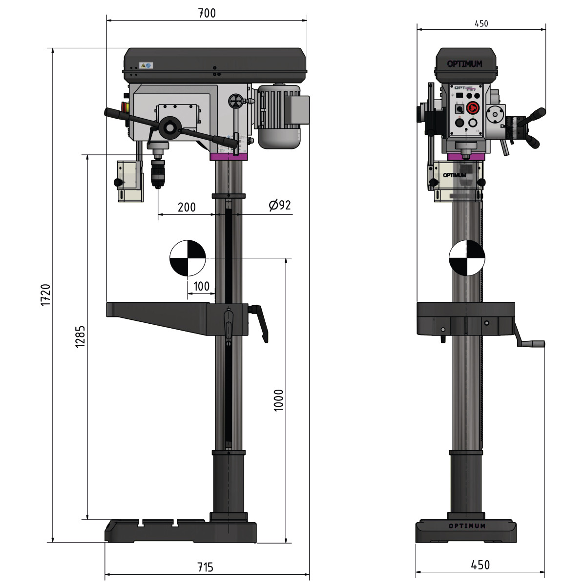 Optimum OPTIdrill DH 28FS Säulenbohrmaschine 3020284