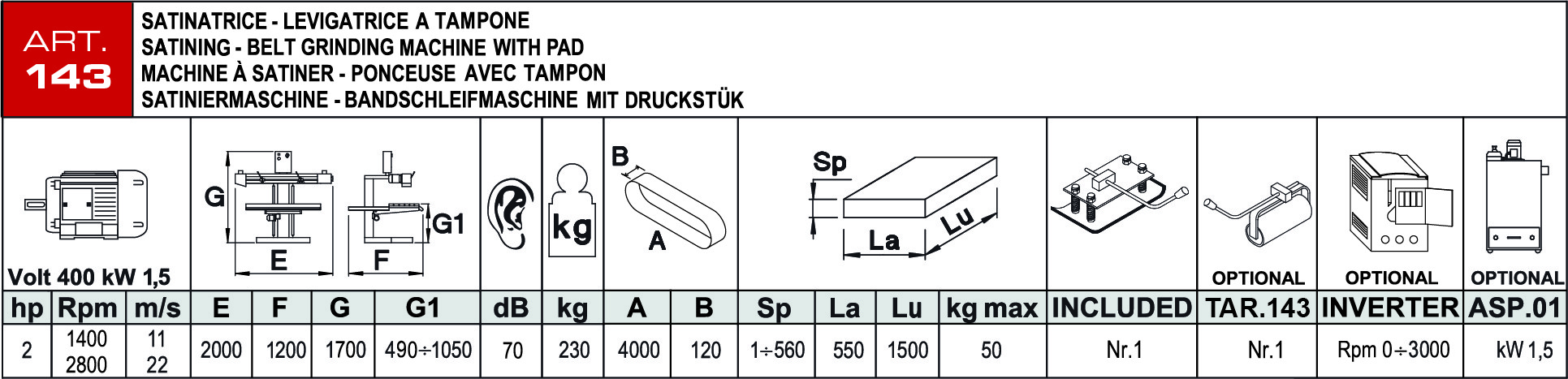 Aceti Langband-Schleifmaschine ART 143