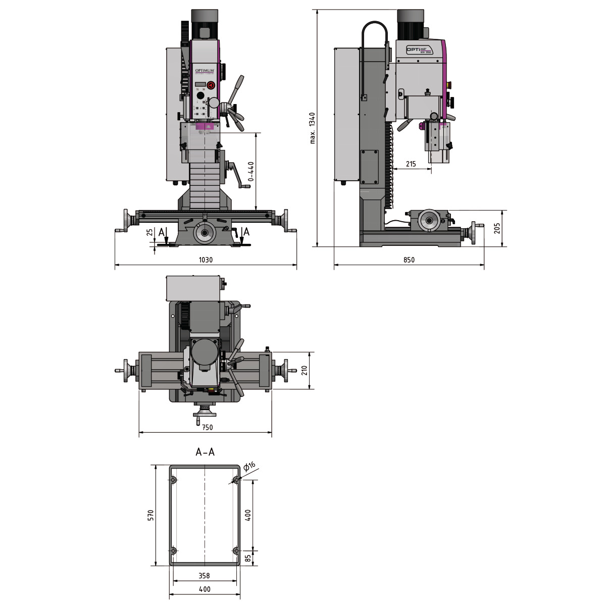 Optimum OPTImill MH 35G Bohr-Fräsmaschine 3338166