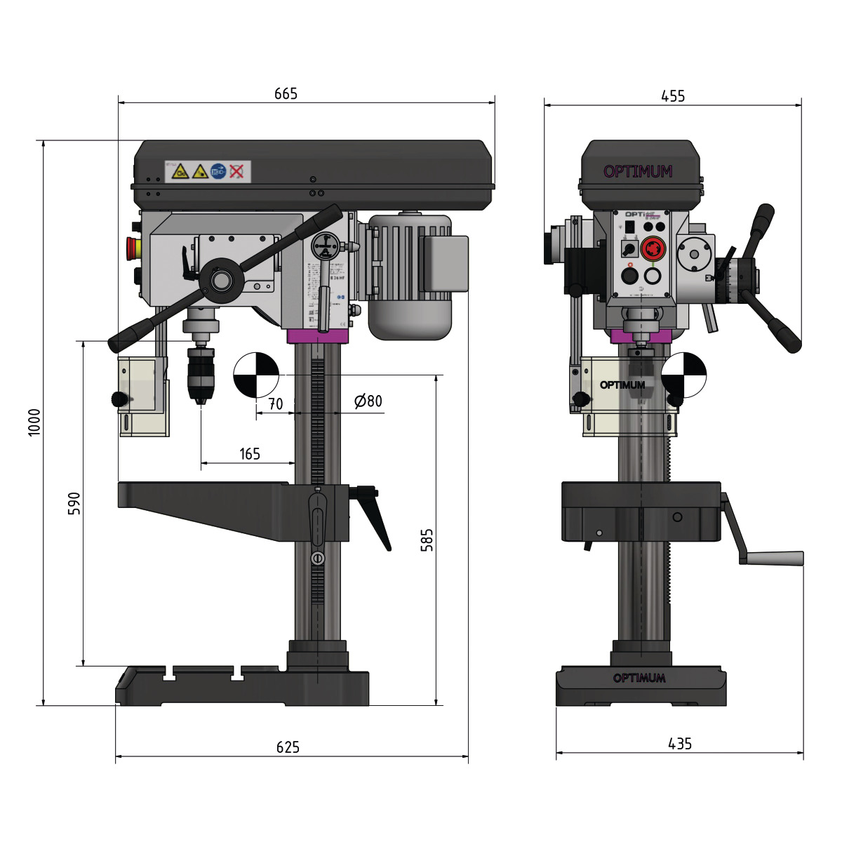 Optimum OPTIdrill DH 28FT Aktions-Set inkl. Maschinenschraubstock Tischbohrmaschine 3020260SET
