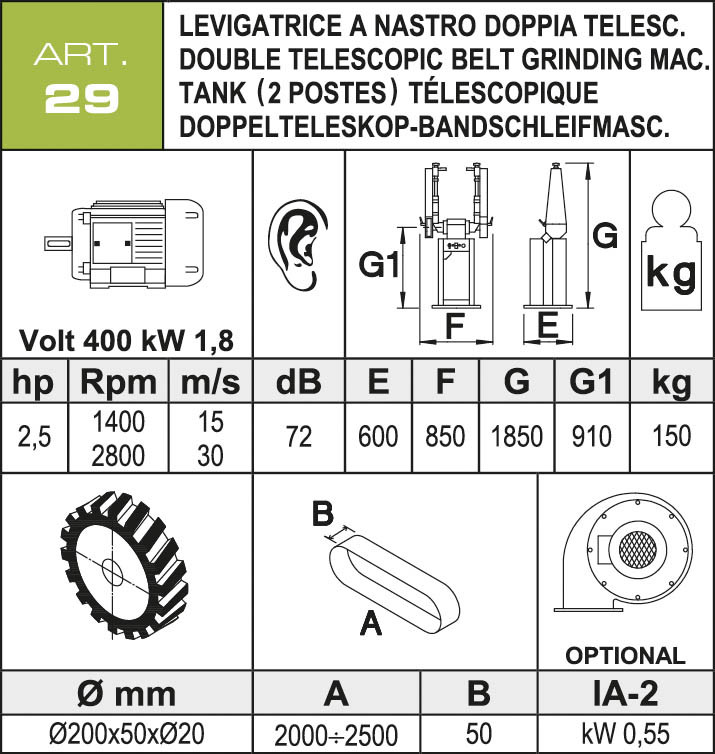 Aceti Doppel-Kontaktbandschleifmaschine ART 29