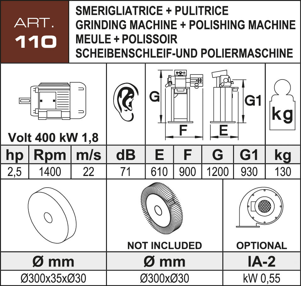 Aceti Scheibenschleif- und Poliermaschine ART 110