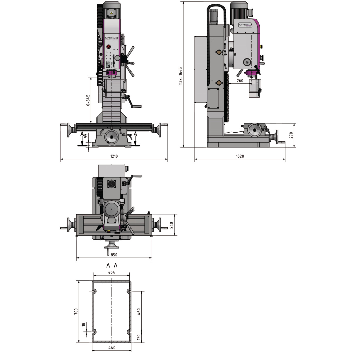 Optimum OPTImill MH 50G Bohr-Fräsmaschine 3338181