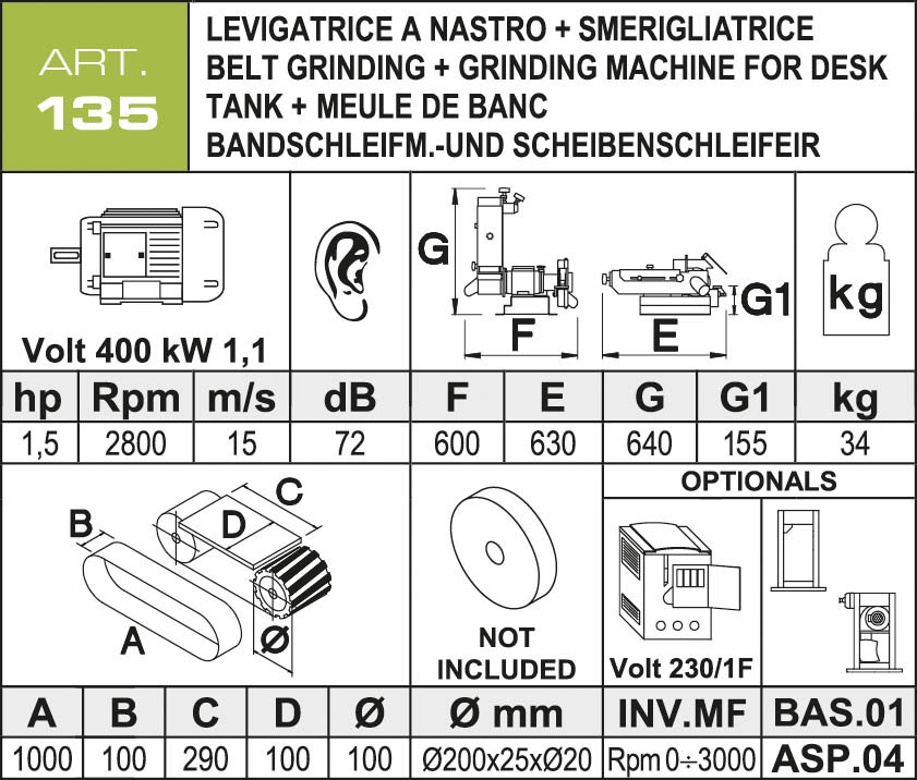 Aceti Band- und Scheibenschleifmaschine ART 135