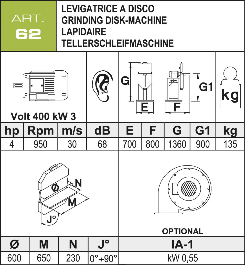 Aceti Tellerschleifmaschine ART 62