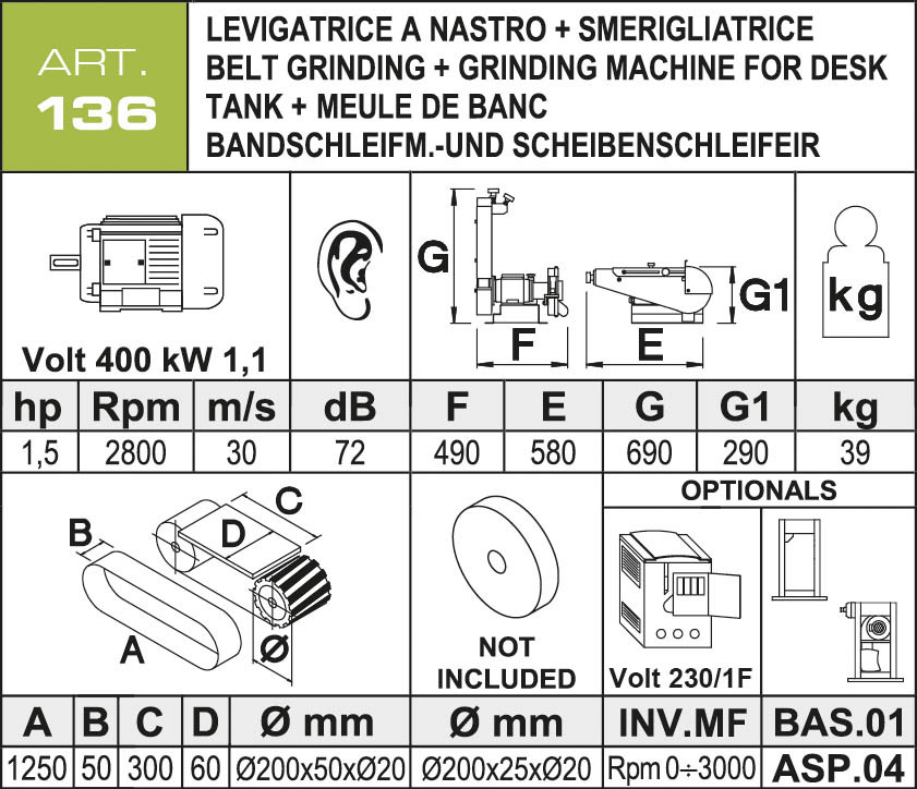 Aceti Band- und Scheibenschleifmaschine ART 136